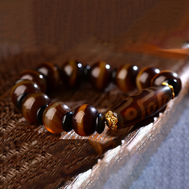 Neun-Augen-Dzi-Perlen-Achat-Armband für Reichtum und Schutz