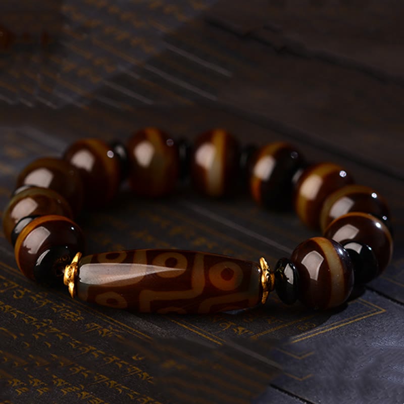 Neun-Augen-Dzi-Perlen-Achat-Armband für Reichtum und Schutz