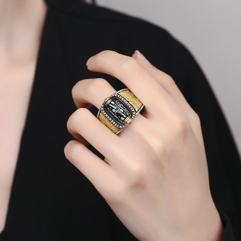 Neun-Augen-Dzi-Perle – spiritueller Ring für Reichtum und Schutz