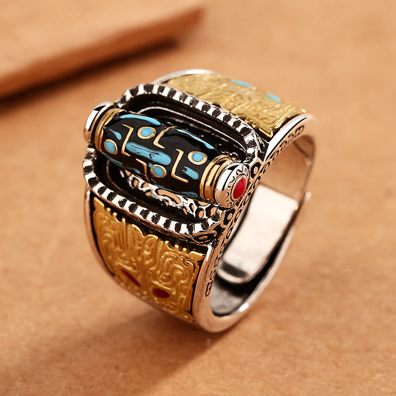 Neun-Augen-Dzi-Perle – spiritueller Ring für Reichtum und Schutz