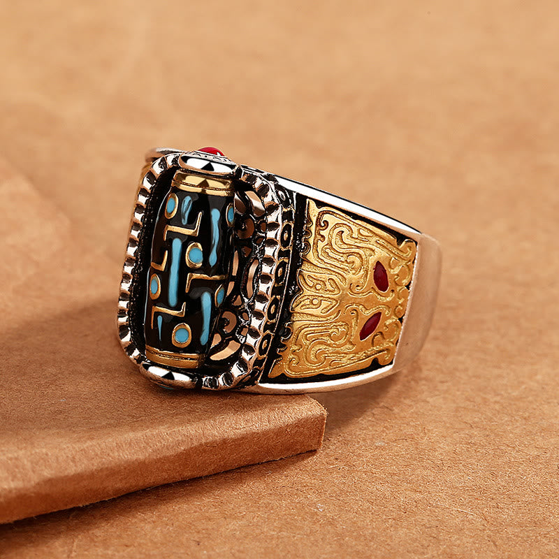 Neun-Augen-Dzi-Perle – spiritueller Ring für Reichtum und Schutz