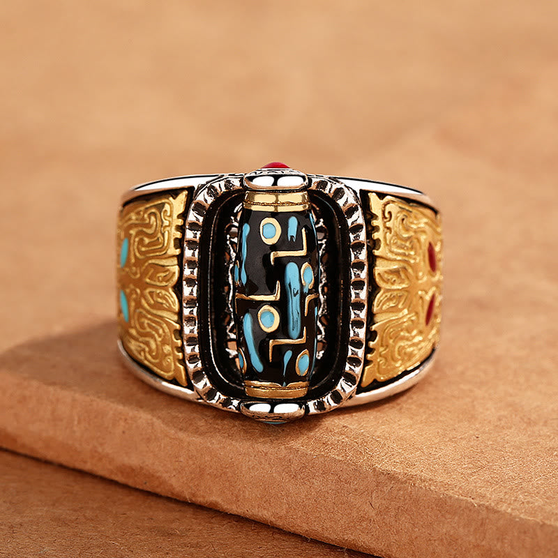 Neun-Augen-Dzi-Perle – spiritueller Ring für Reichtum und Schutz