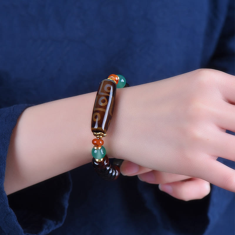 Neunäugiges und dreiäugiges Dzi-Perlen-Armband für spirituellen Schutz