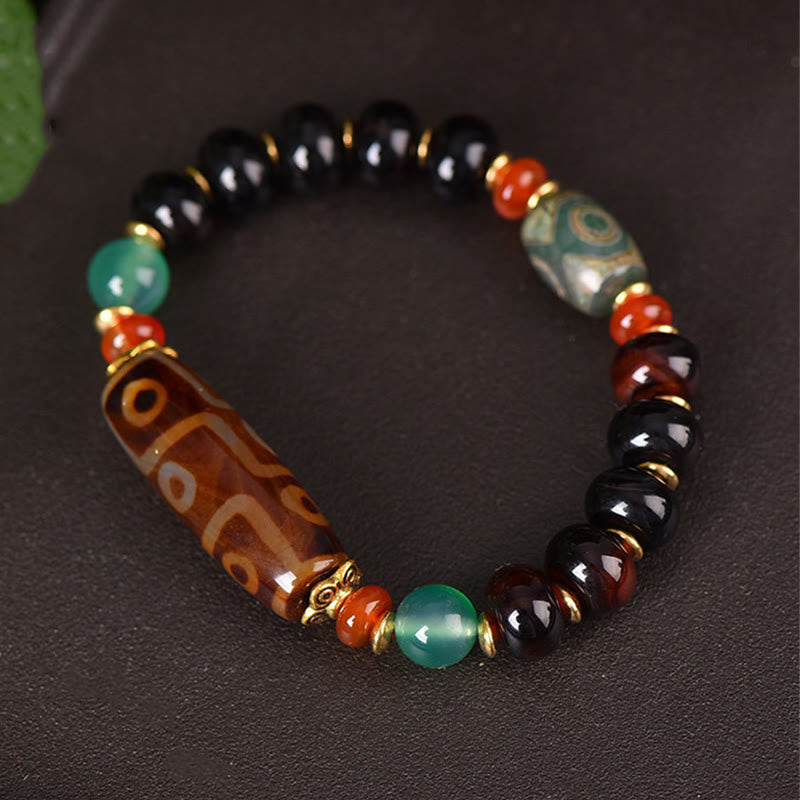 Neunäugiges und dreiäugiges Dzi-Perlen-Armband für spirituellen Schutz