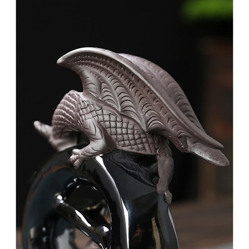 Nordischer Keramik-Räucherstäbchenbrenner mit Flugsaurier und Drachen-Rückfluss