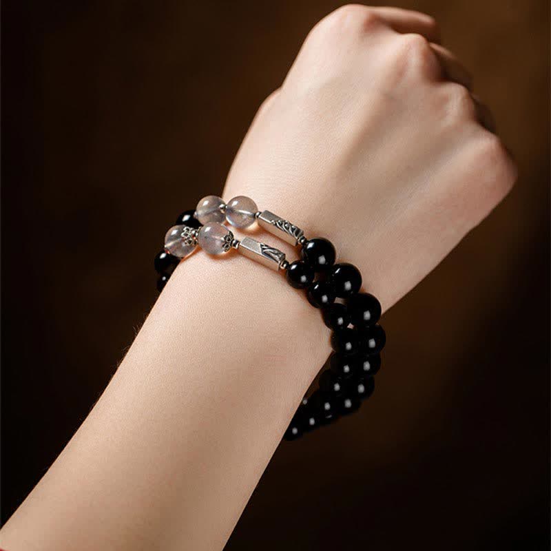 Obsidian-Mondstein-Paararmband 8 mm und 10 mm für Stärke