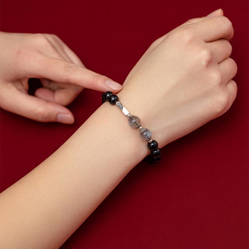 Obsidian-Mondstein-Paararmband 8 mm und 10 mm für Stärke