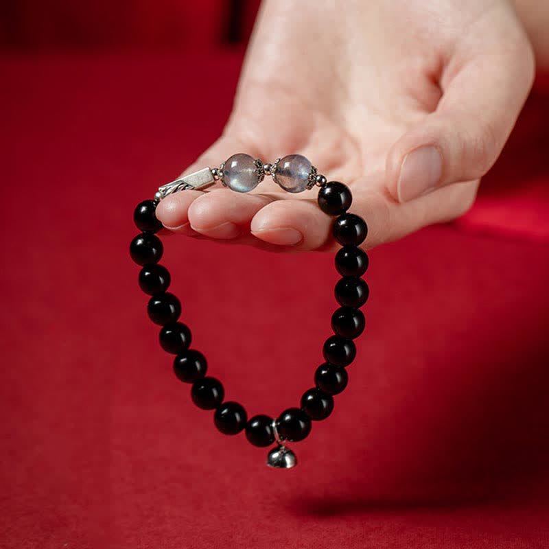 Obsidian-Mondstein-Paararmband 8 mm und 10 mm für Stärke