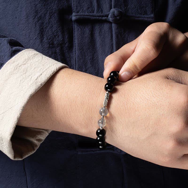 Obsidian-Mondstein-Paararmband 8 mm und 10 mm für Stärke