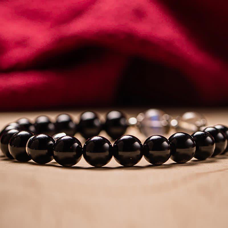 Obsidian-Mondstein-Paararmband 8 mm und 10 mm für Stärke