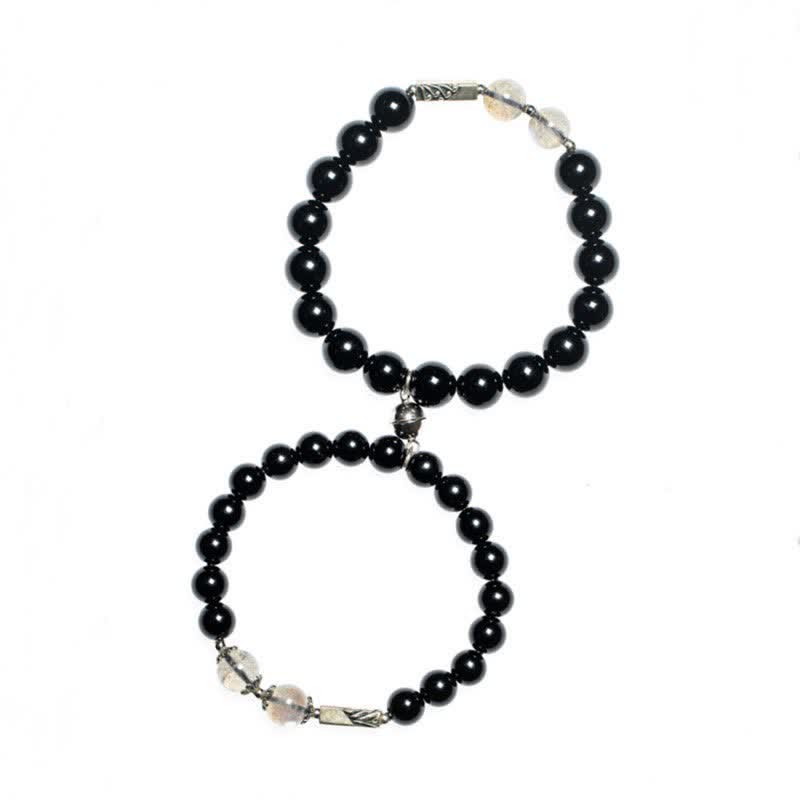Obsidian-Mondstein-Paararmband 8 mm und 10 mm für Stärke