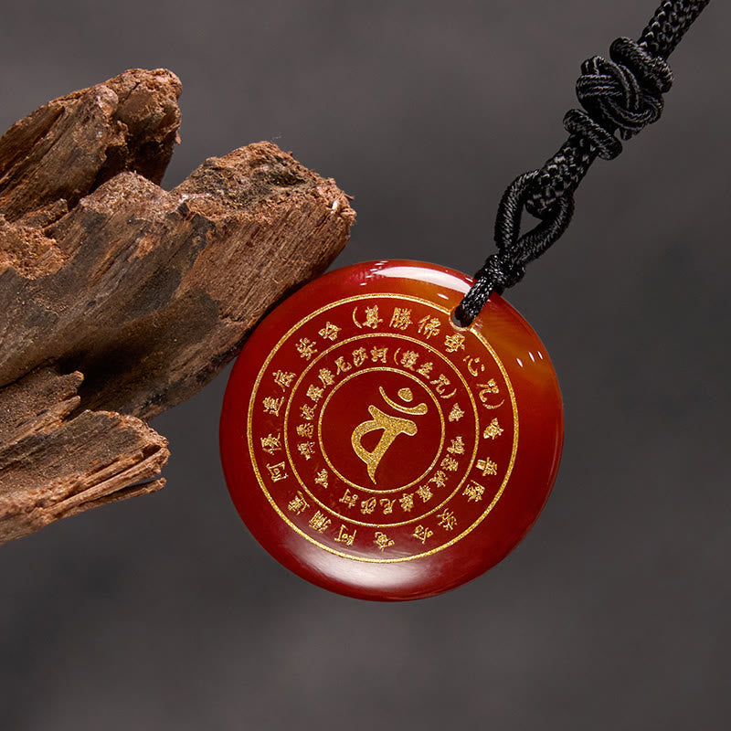 Obsidian-Halskette mit Sanskrit-Mantra-Anhänger für Stärke und Gleichgewicht