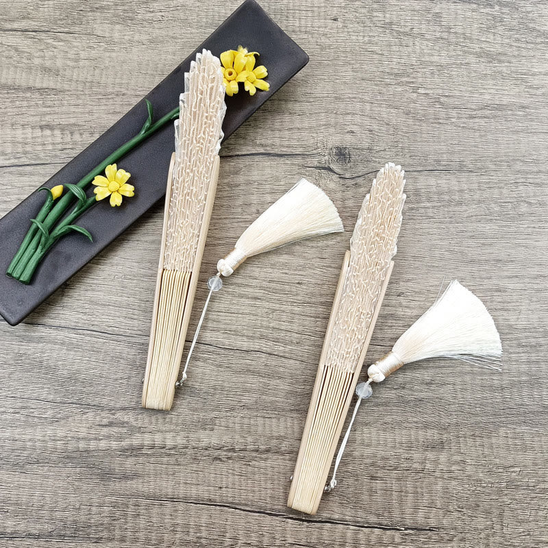 OldLace Chinesischer Faltfächer mit Rosenstickerei, 22 cm