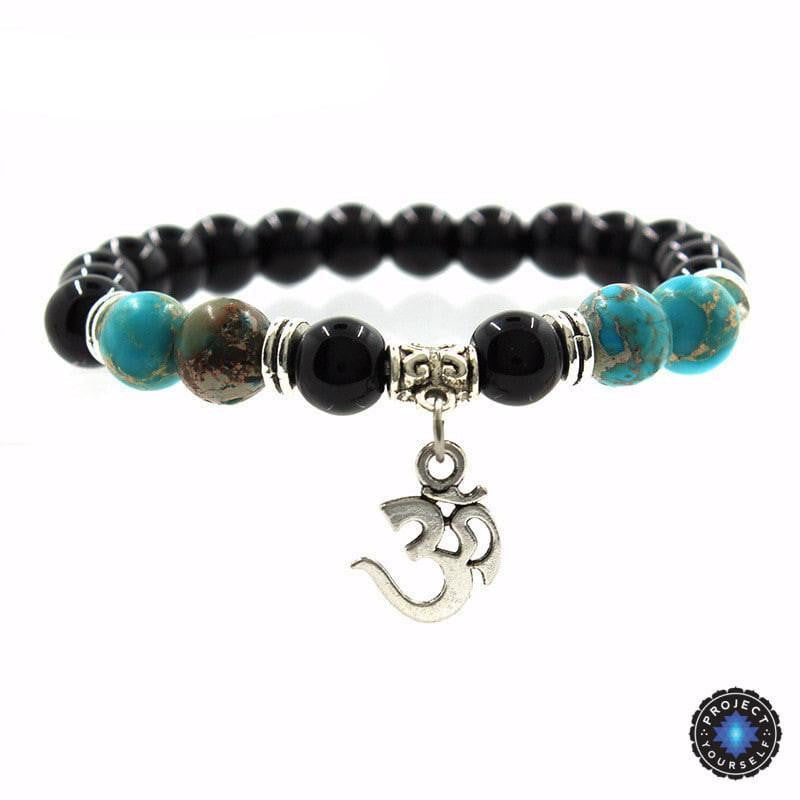 Om Charm Achat Armband - Spiritueller Symbolschmuck