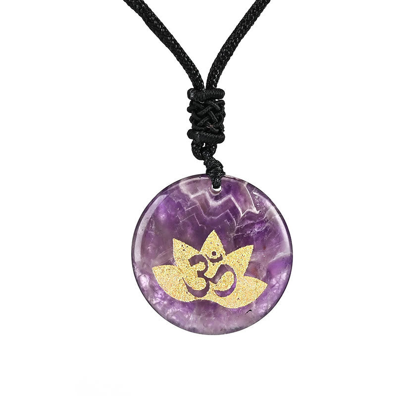 Om Lotus Symbol Amethyst Heilung Halskette für spirituelle Balance