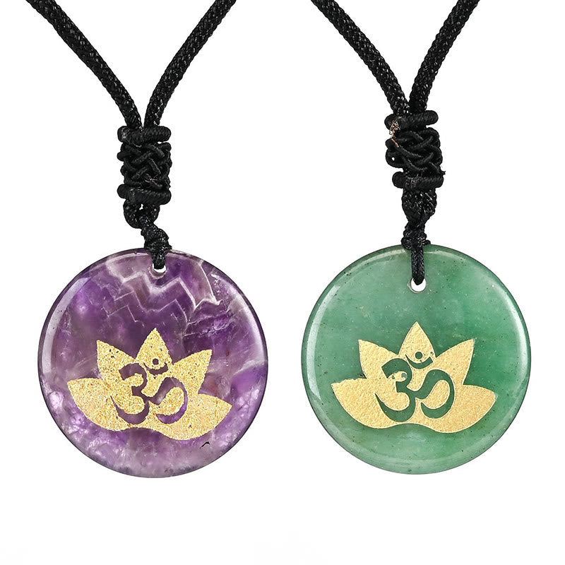 Om Lotus Symbol Amethyst Heilung Halskette für spirituelle Balance