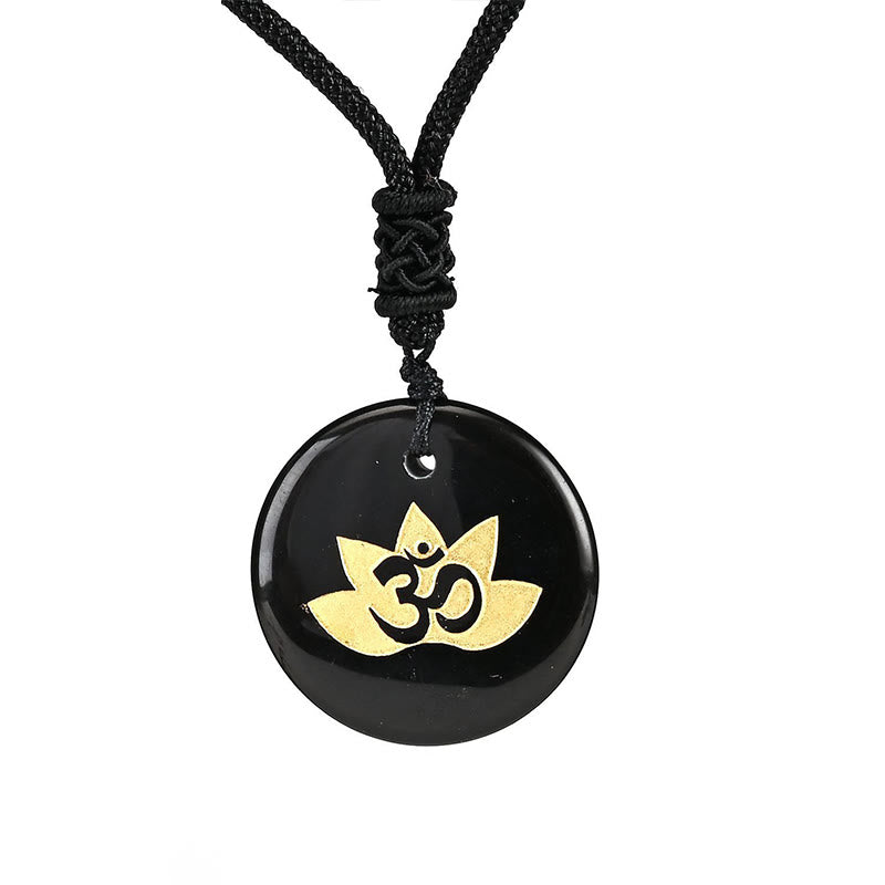Om Lotus Symbol Amethyst Heilung Halskette für spirituelle Balance