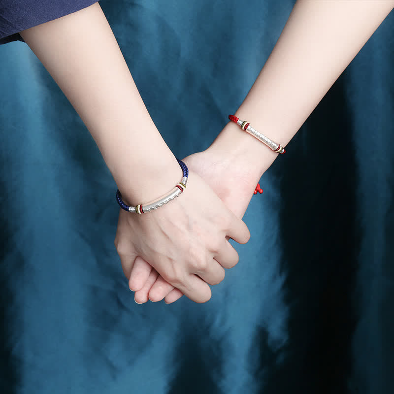 Om Mani Padme Hum 16,5 cm Sterlingsilber-Schutzarmband