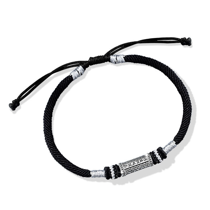 Om Mani Padme Hum 925 Silber geflochtenes Seilarmband