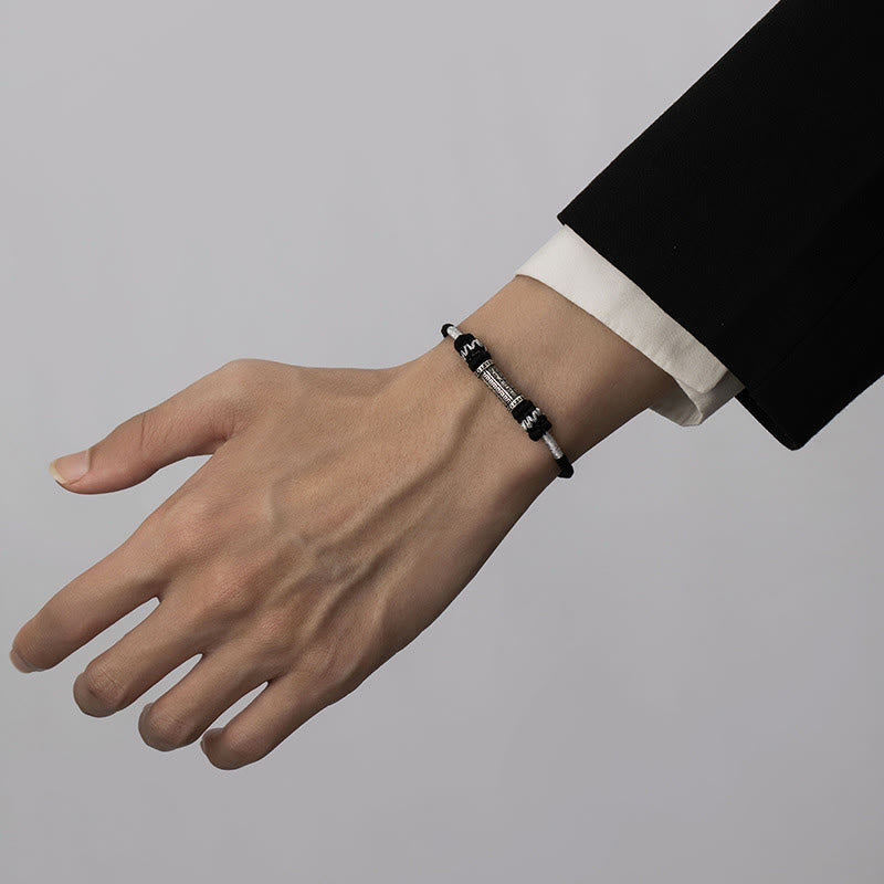 Om Mani Padme Hum 925 Silber geflochtenes Seilarmband