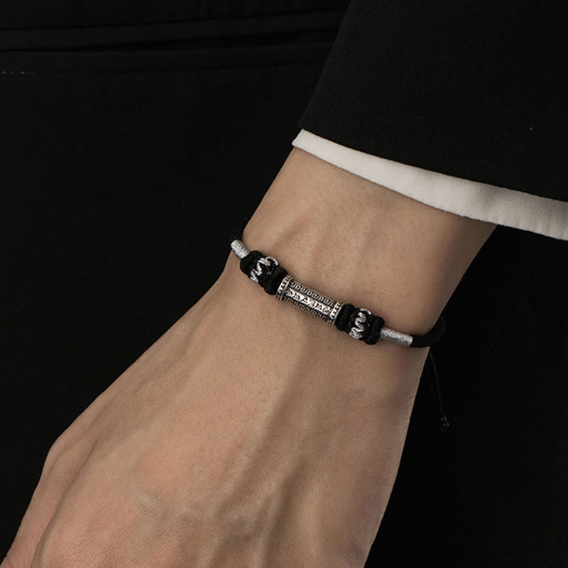 Om Mani Padme Hum 925 Silber geflochtenes Seilarmband