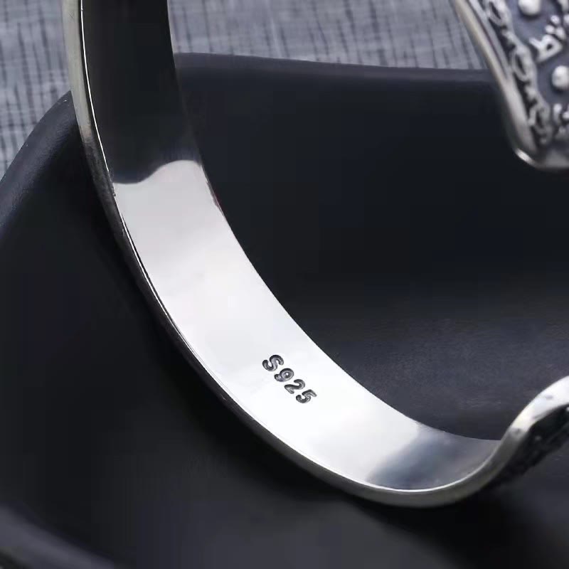 Om Mani Padme Hum 925 Sterling Silber Weisheit Manschettenarmband