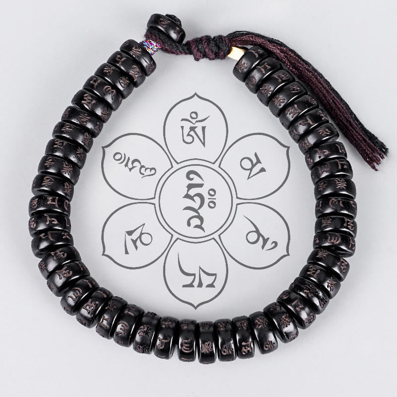 Om Mani Padme Hum Kokosnussschale Positives Armband