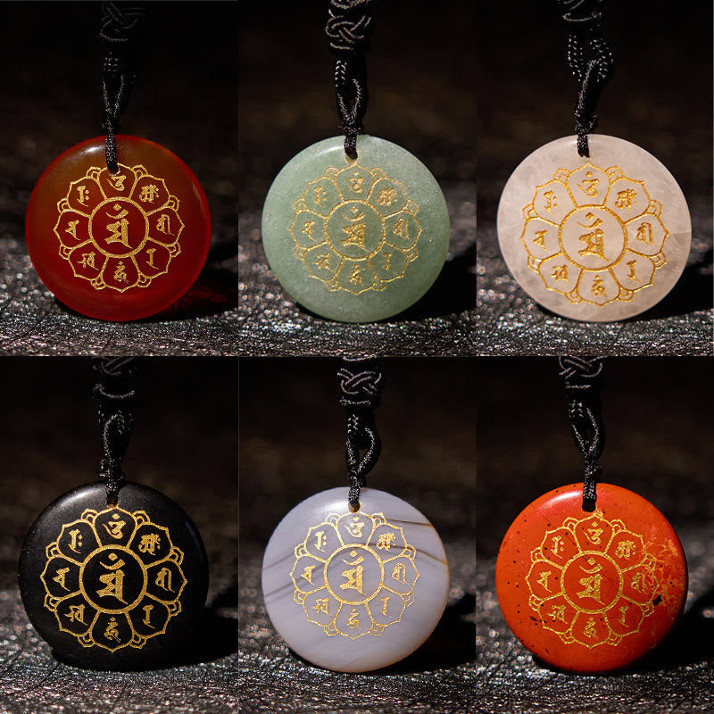 Om Mani Padme Hum Halskette | Schwarzer Obsidian Kraftanhänger