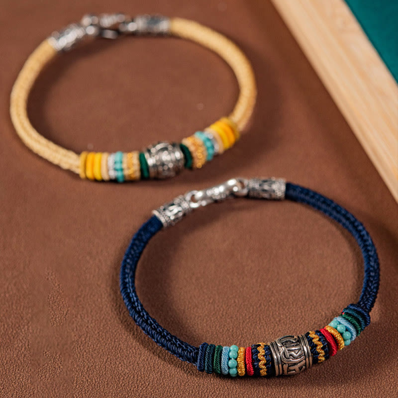 Om Mani Padme Hum Silberarmband | Tibetische Reinheit geflochten