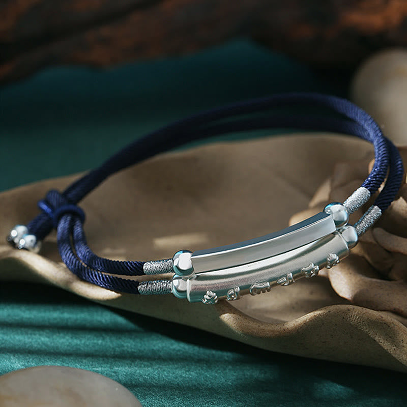 Om Mani Padme Hum Sterling Silber Doppeltes handgewebtes Armband