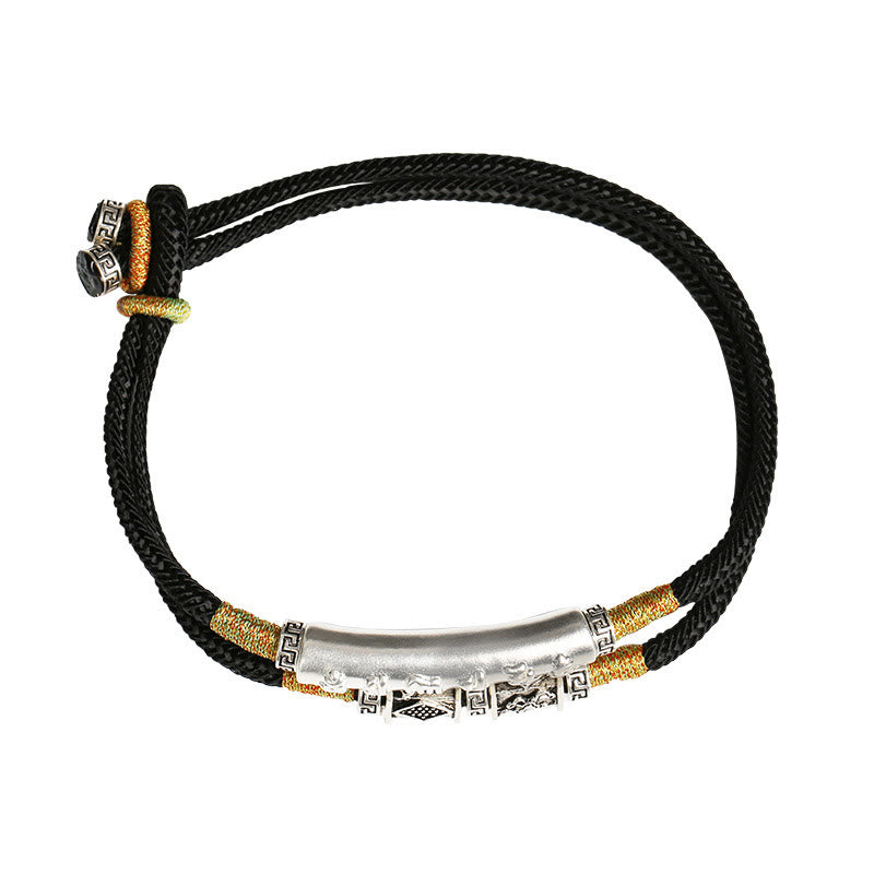 Om Mani Padme Hum Sterling Silber Doppeltes handgewebtes Armband