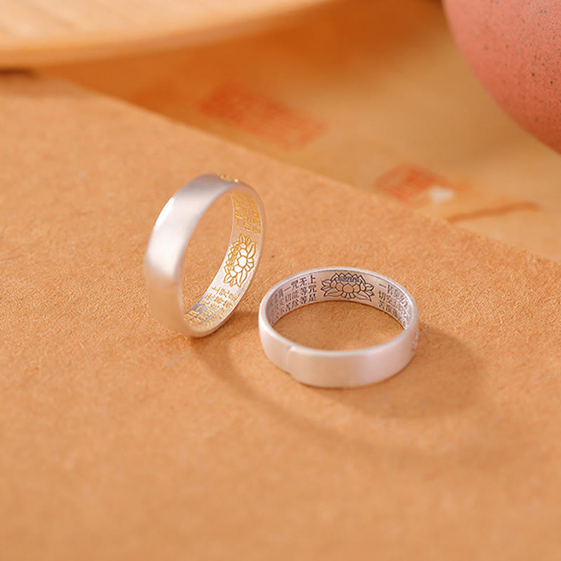 Om Mani Padme Hum Lotus-Ring aus Sterlingsilber, verstellbar