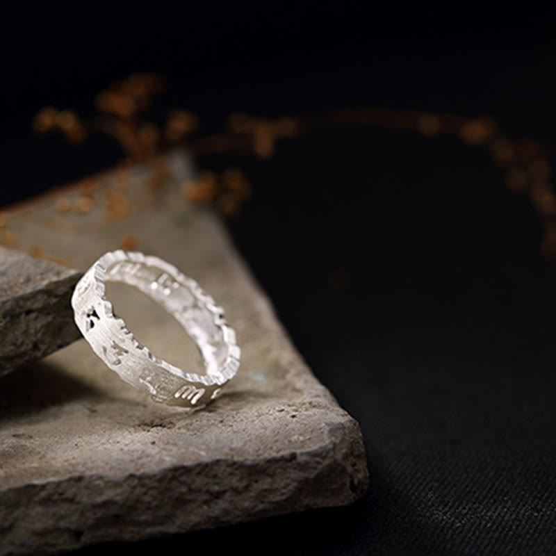 Om Mani Padme Hum Sterling Silber Tibetischer Ring - Handgemachter Frieden