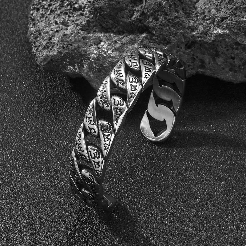 Om Mani Padme Hum Handgefertigtes Friedensarmband aus Titanstahl