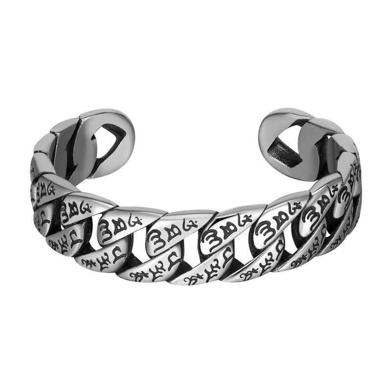 Om Mani Padme Hum Handgefertigtes Friedensarmband aus Titanstahl