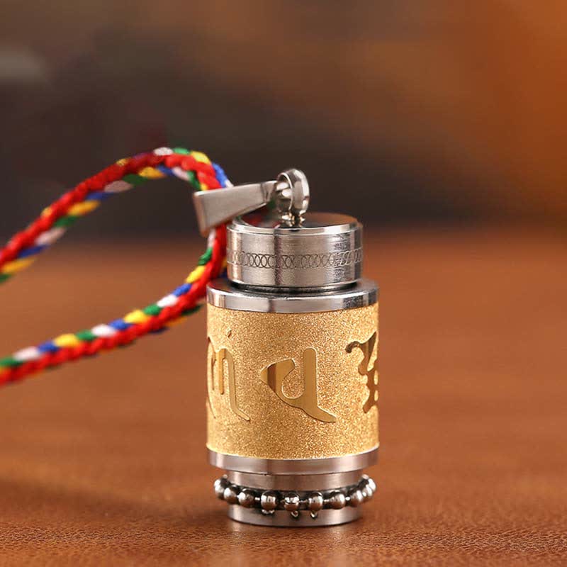 Om Mani Padme Hum Weisheitsanhänger aus Titanstahl, 1,2 cm