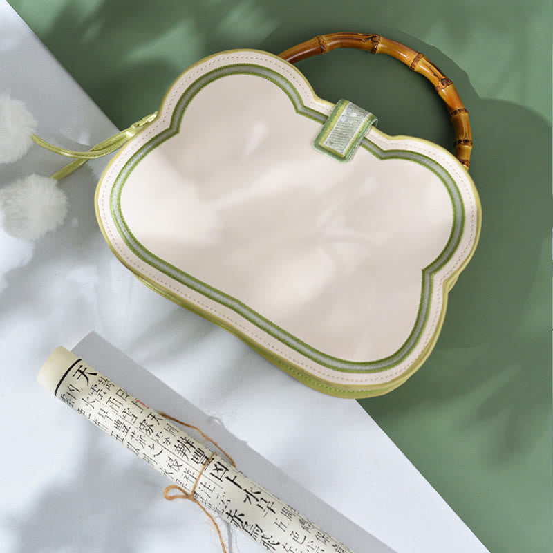 Umhängetasche mit Panda-Bambus-Stickerei und Perlenkette, 19,5 cm