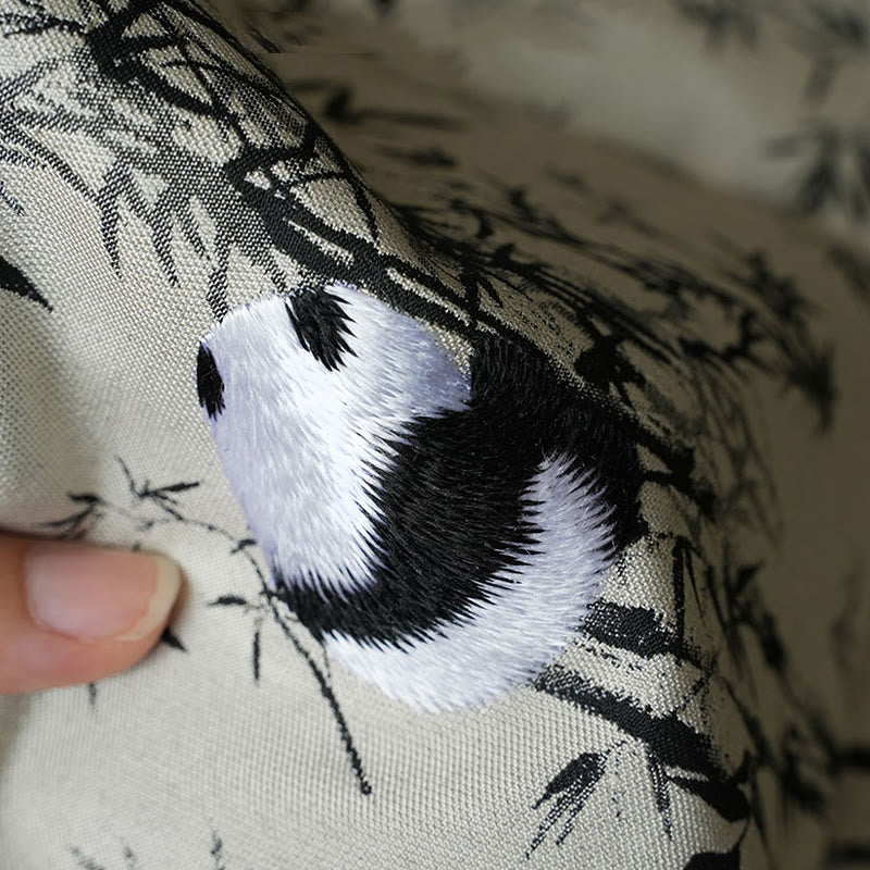 Umhängetasche mit Panda-Bambus-Elster-Stickerei, 16 x 16 x 18 cm