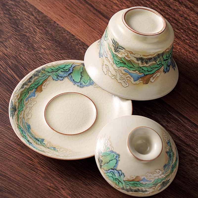 Panorama Keramik Gaiwan 12 cm Zen-Teetasse mit Deckel