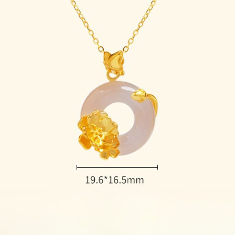 Peace Buckle Pfirsichblüten-Schmetterling Spirituelle Halskette aus Sterlingsilber