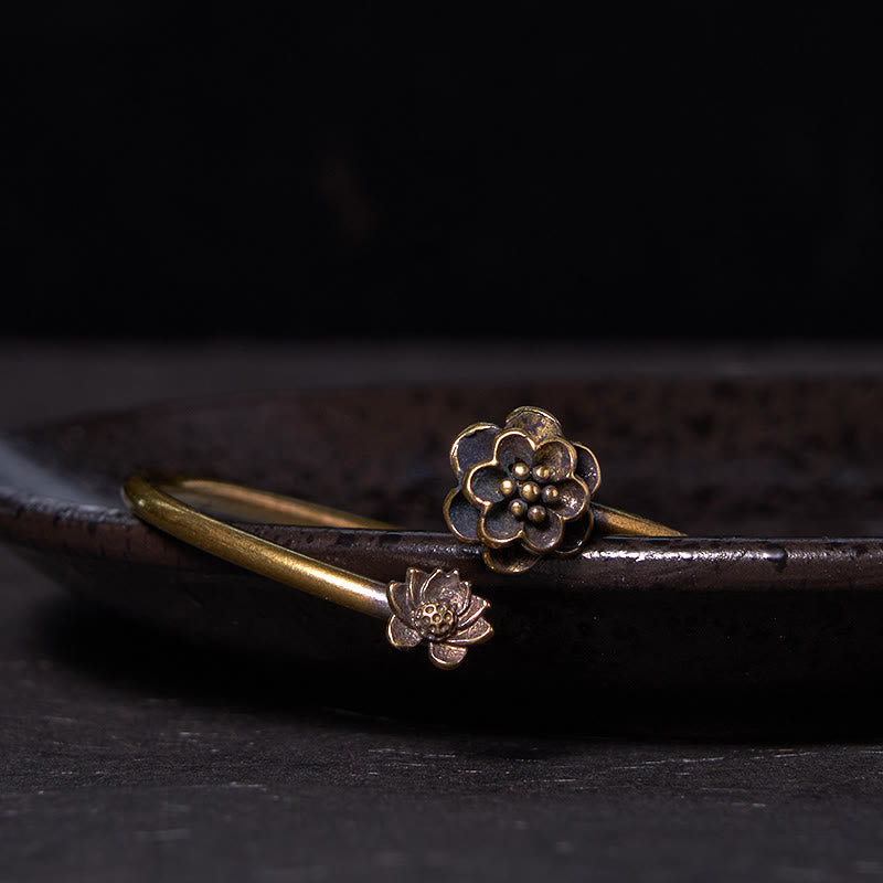 Pfirsichblüten-Kupfer-Heilarmband, Armreif, 14–17 cm, verstellbar