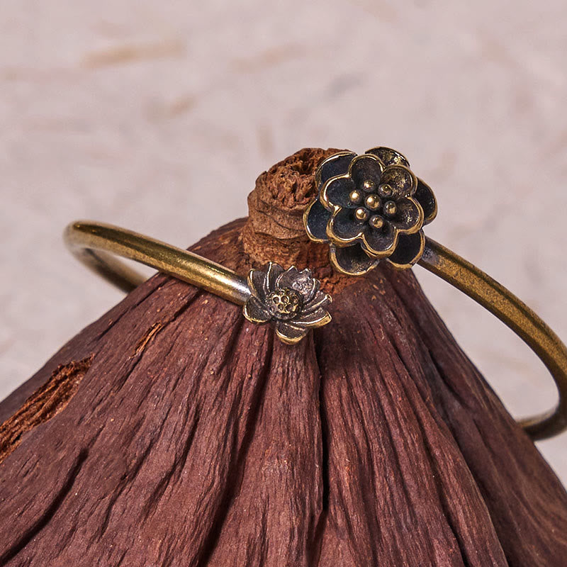 Pfirsichblüten-Kupfer-Heilarmband, Armreif, 14–17 cm, verstellbar