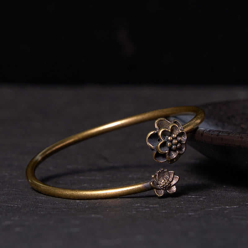 Pfirsichblüten-Kupfer-Heilarmband, Armreif, 14–17 cm, verstellbar
