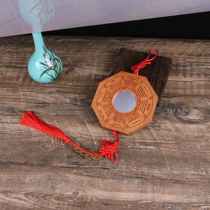 Pfirsichholz Bagua Karte 20cm Feng Shui Wandkunst Balance