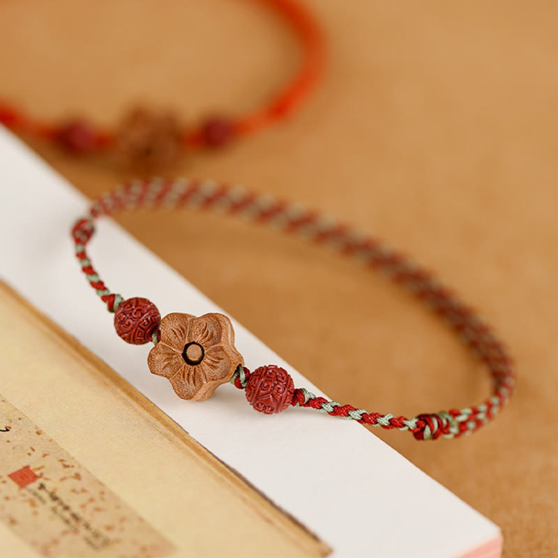 Pfirsichholz-Zinnober-Armband-Fußkettchen für Reichtum und Schutz