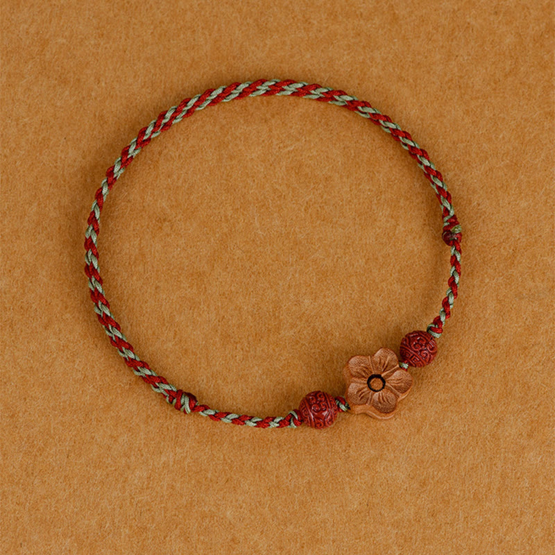 Pfirsichholz-Zinnober-Armband-Fußkettchen für Reichtum und Schutz