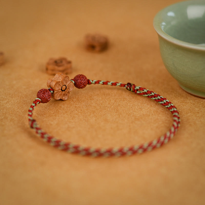 Pfirsichholz-Zinnober-Armband-Fußkettchen für Reichtum und Schutz