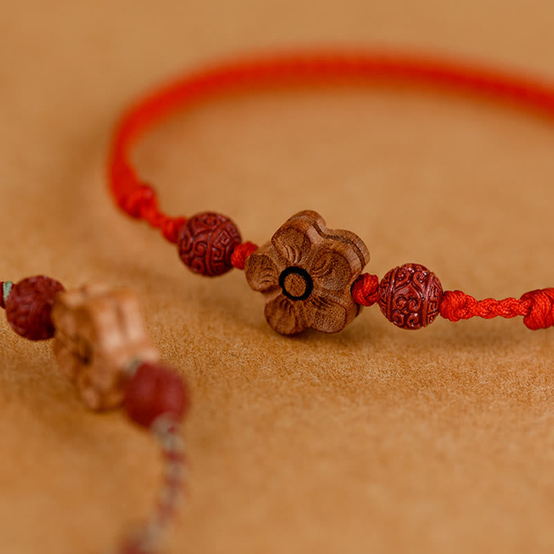 Pfirsichholz-Zinnober-Armband-Fußkettchen für Reichtum und Schutz