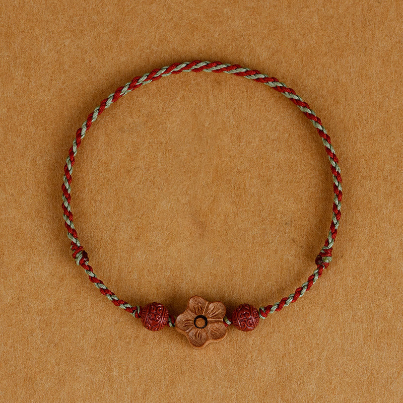 Pfirsichholz-Zinnober-Armband-Fußkettchen für Reichtum und Schutz
