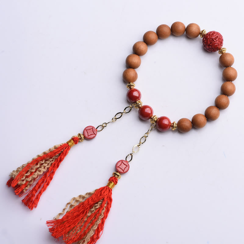 Pixiu-Armband aus Pfirsichholz für Reichtum und Schutz, 8 mm Perlen